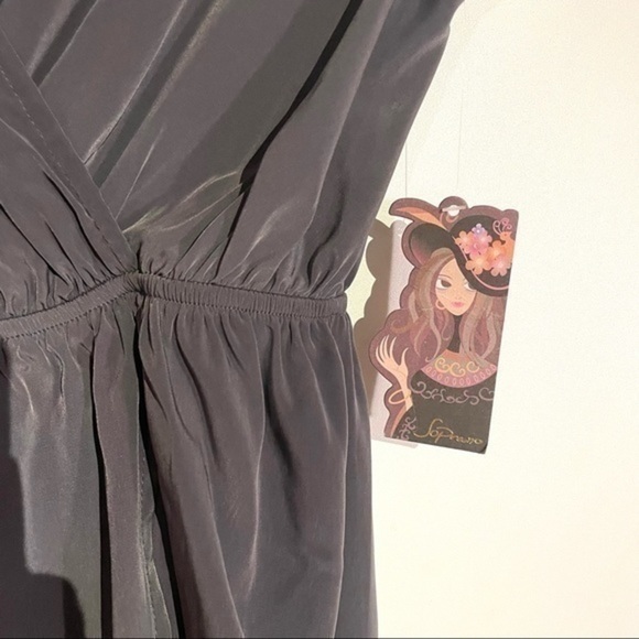 NWT Soprano Nordstrom Evening Dress V-neck Small Gray/ Green Silk Mini Dress - Picture 8 of 13